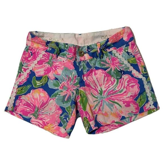 Lilly Pulitzer Callahan Short Pink Floral It's Always Summer Somewhere Size 00 - Picture 1 of 11